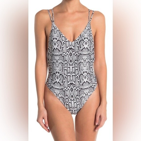 Kendall + Kylie Women's Snake Animal Print Open Back One Piece Swimsuit Bikini S - Picture 1 of 5